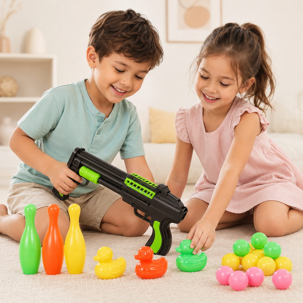 Kids Shoot Game Toy Gun Set with Targets & Color Balls – Green Edition
