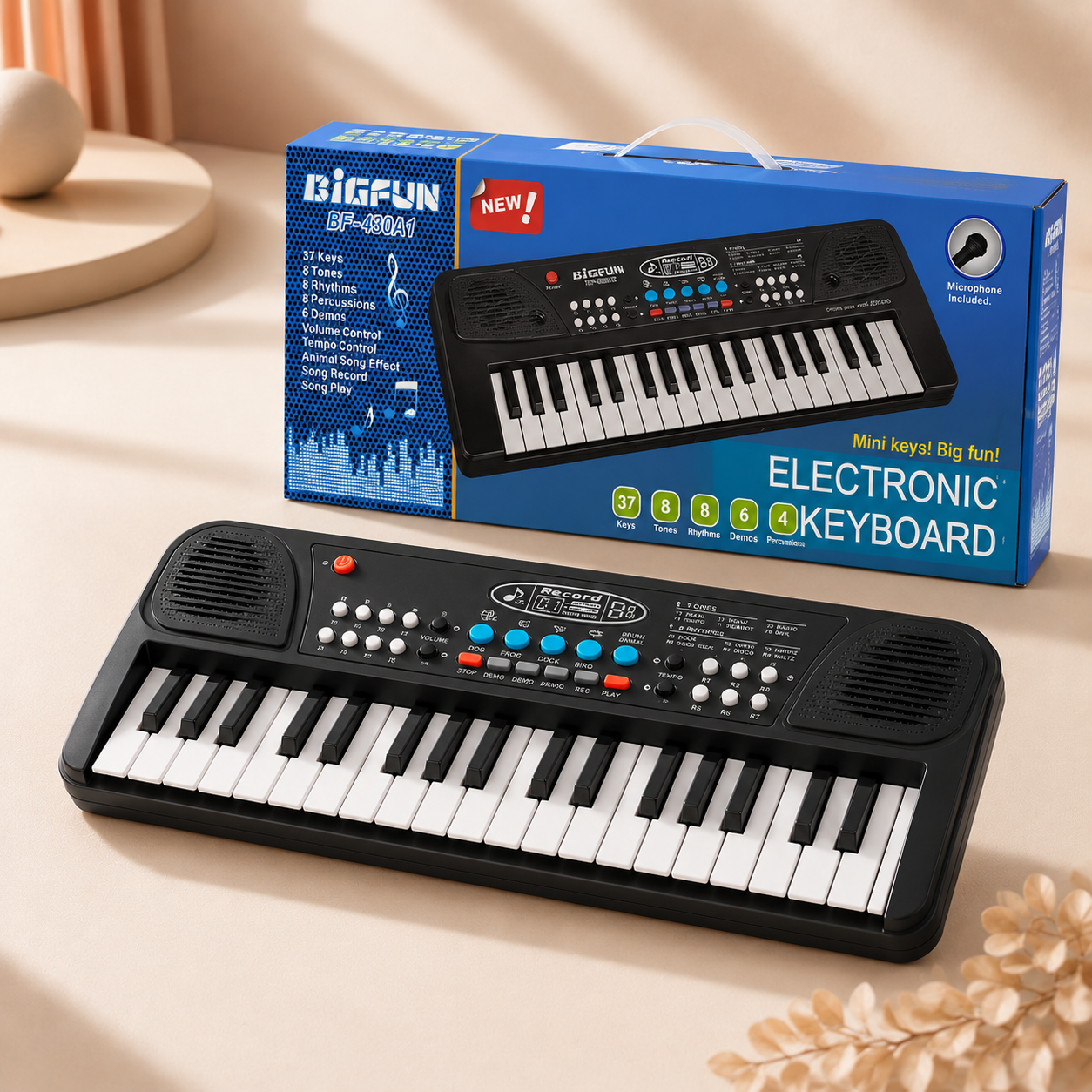 37 Keys Electronic Keyboard Piano with Microphone for Kids