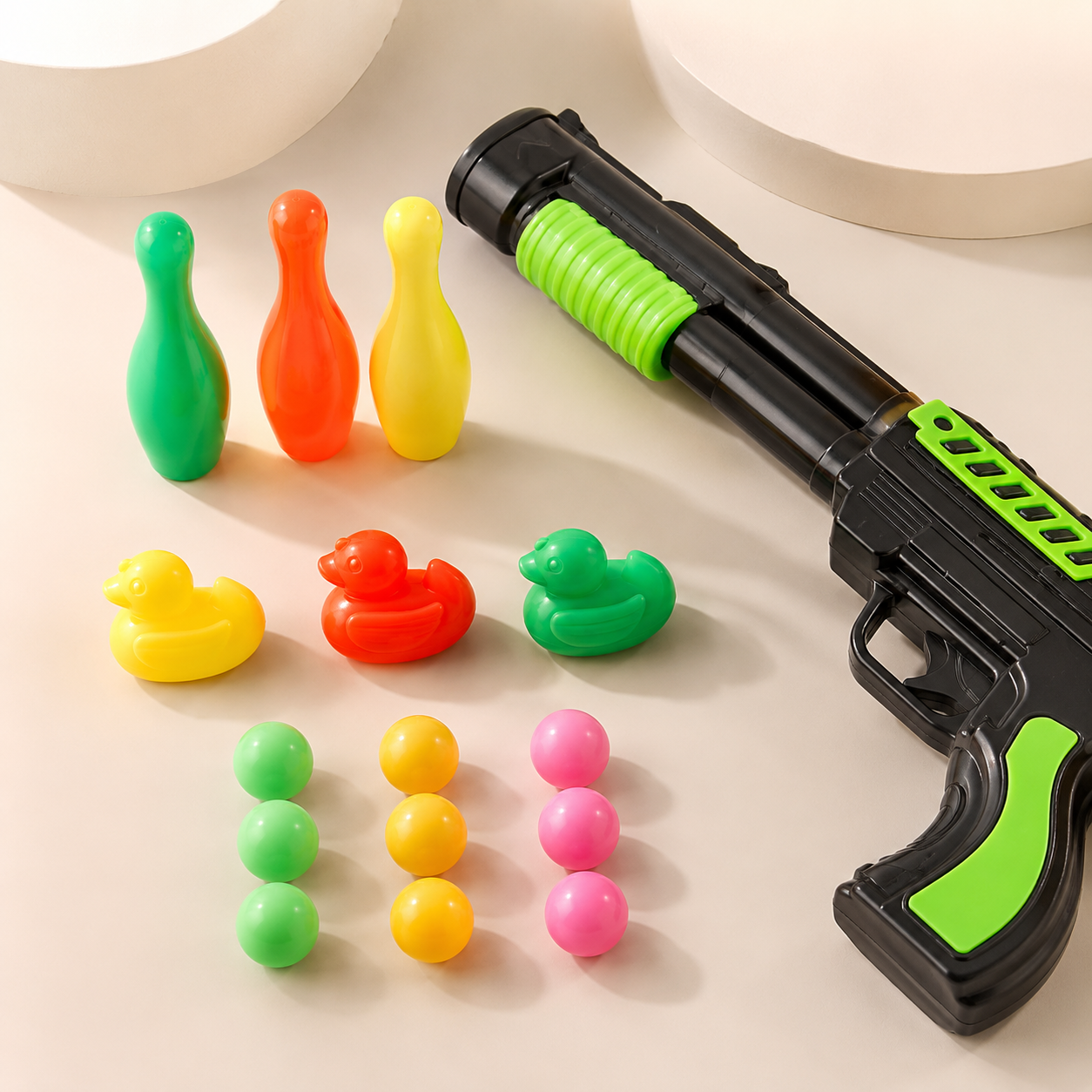 Kids Shoot Game Toy Gun Set with Targets & Color Balls – Green Edition