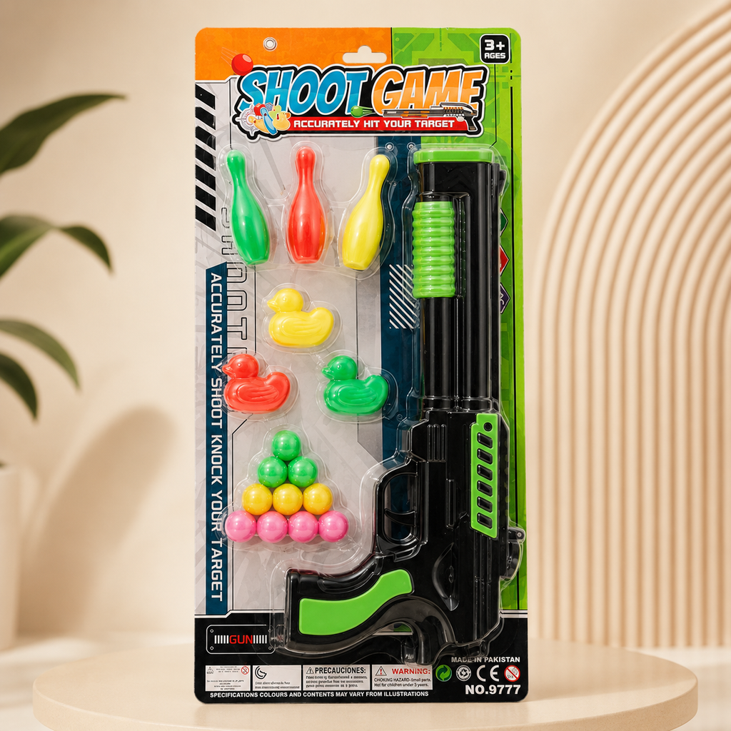 Kids Shoot Game Toy Gun Set with Targets & Color Balls – Green Edition