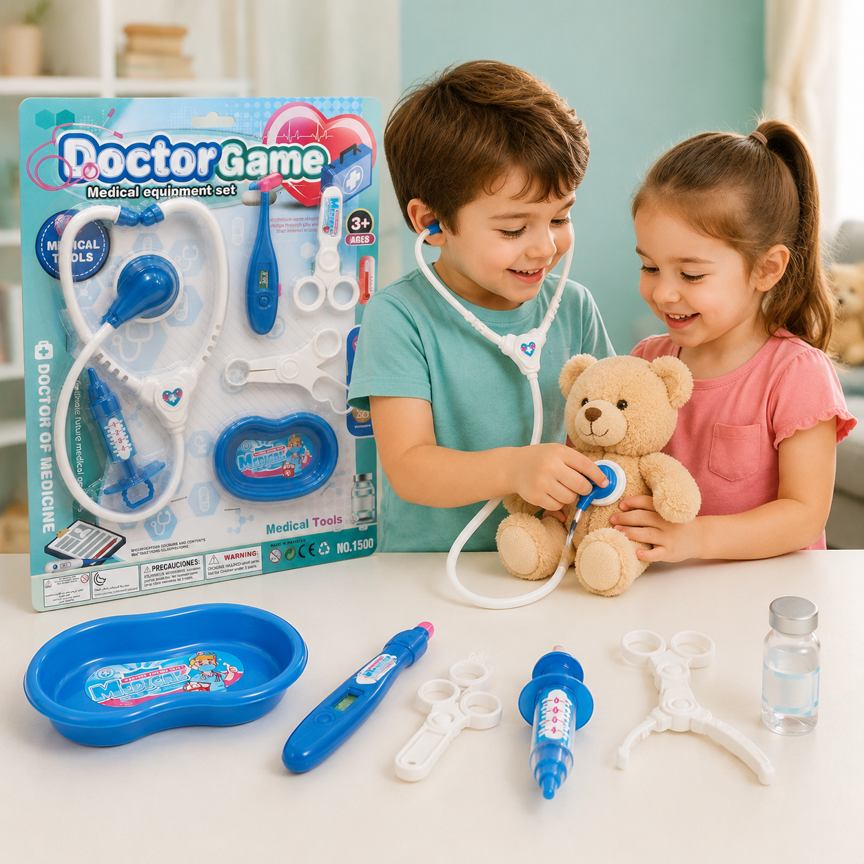 Doctor Game Medical Tools Set for Kids – Pretend Play Doctor Kit (Blue)