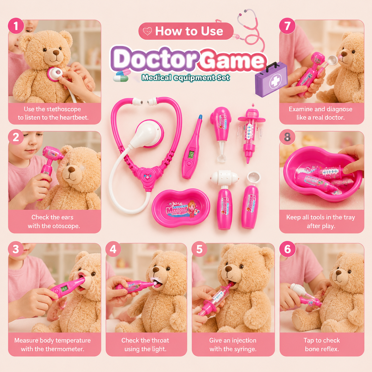 Doctor Game Medical Equipment Set for Kids – Pretend Play Doctor Kit