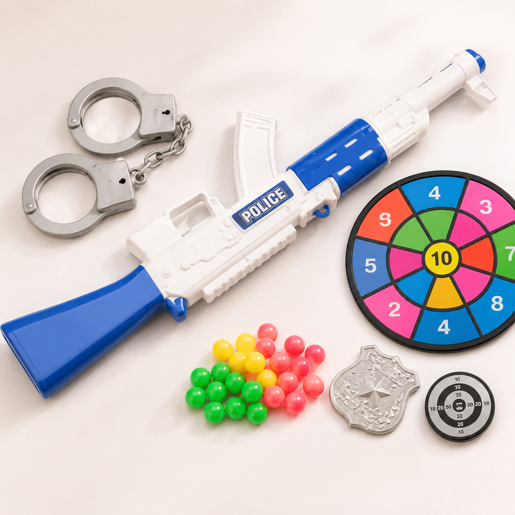 City Police Gun Play Set for Kids with Handcuffs & Target Game
