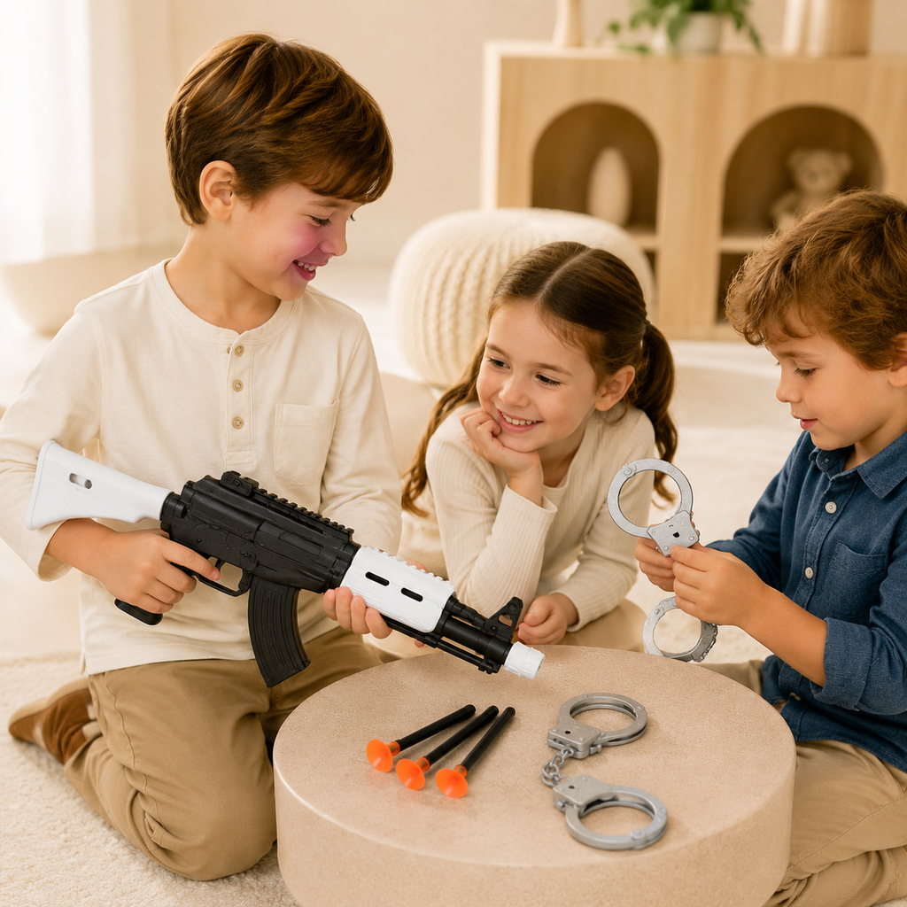 Kids Soft Bullet Police Gun Set with Handcuffs