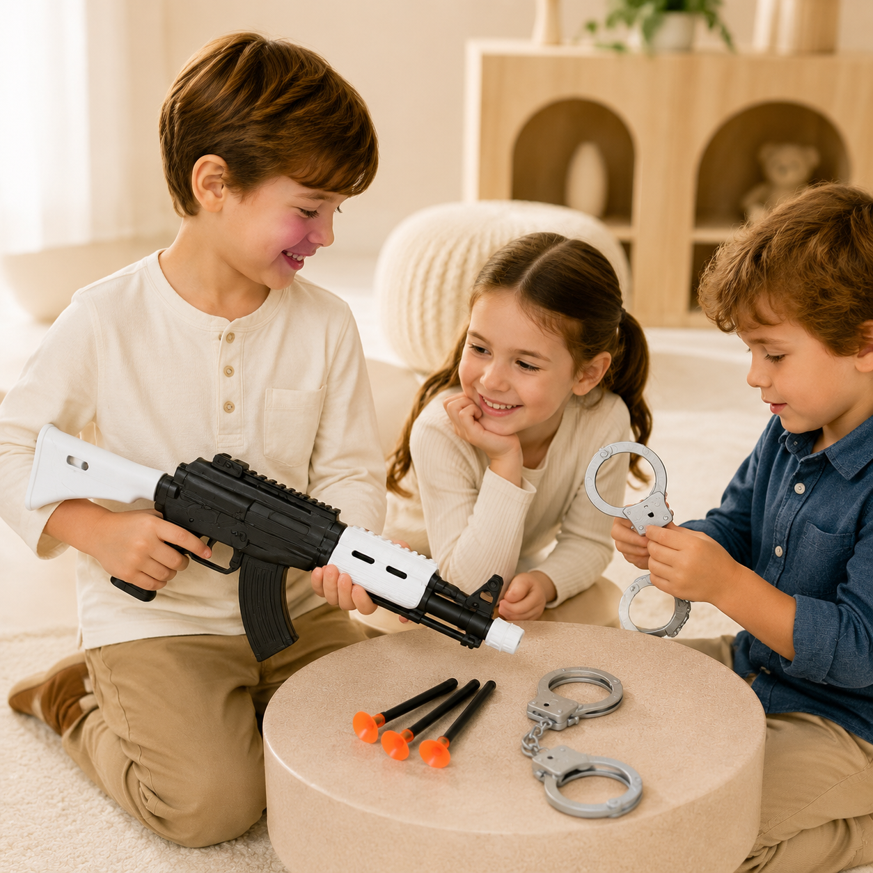Kids Soft Bullet Police Gun Set with Handcuffs