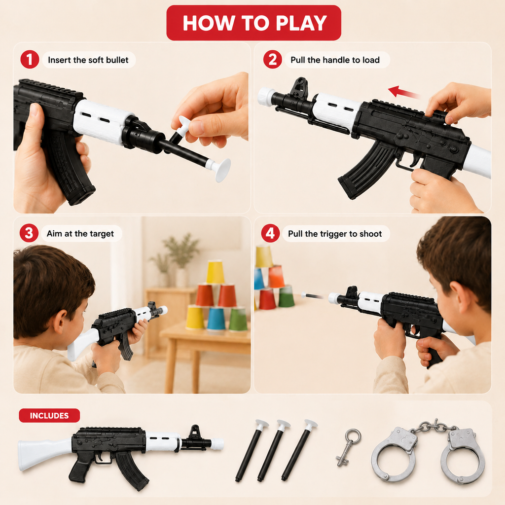 Kids Soft Bullet Police Gun Set with Handcuffs