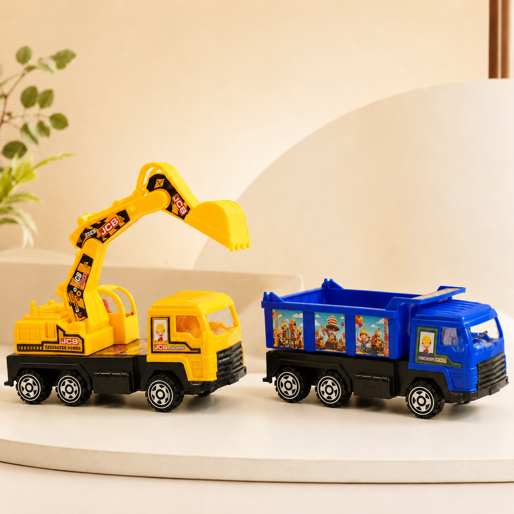 Super Truck Construction Vehicle Set – Excavator & Dump Truck Toy for Kids