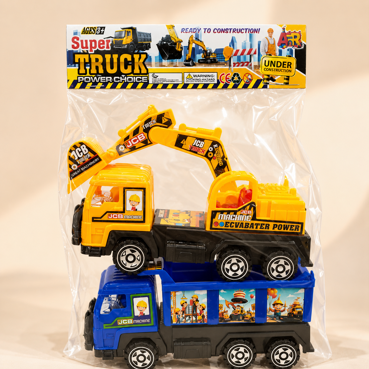 Super Truck Construction Vehicle Set – Excavator & Dump Truck Toy for Kids