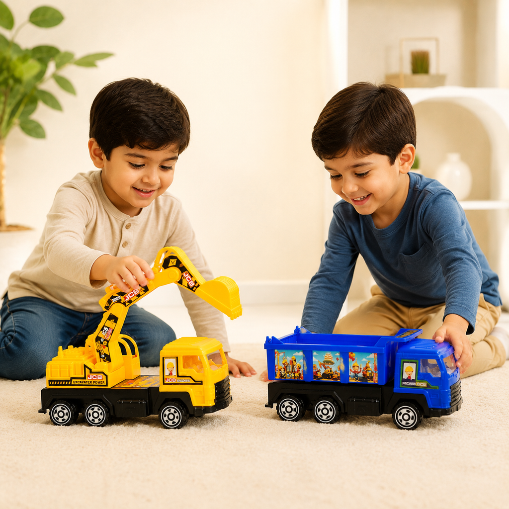 Super Truck Construction Vehicle Set – Excavator & Dump Truck Toy for Kids