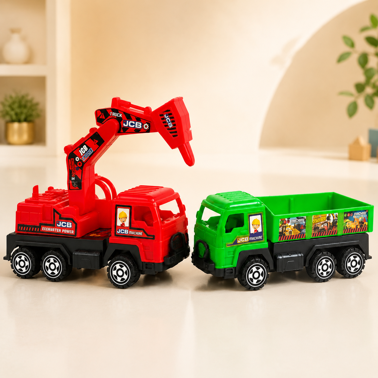 Construction Truck & Excavator Toy Set for Kids – Movable Crane and Dump Truck Vehicles