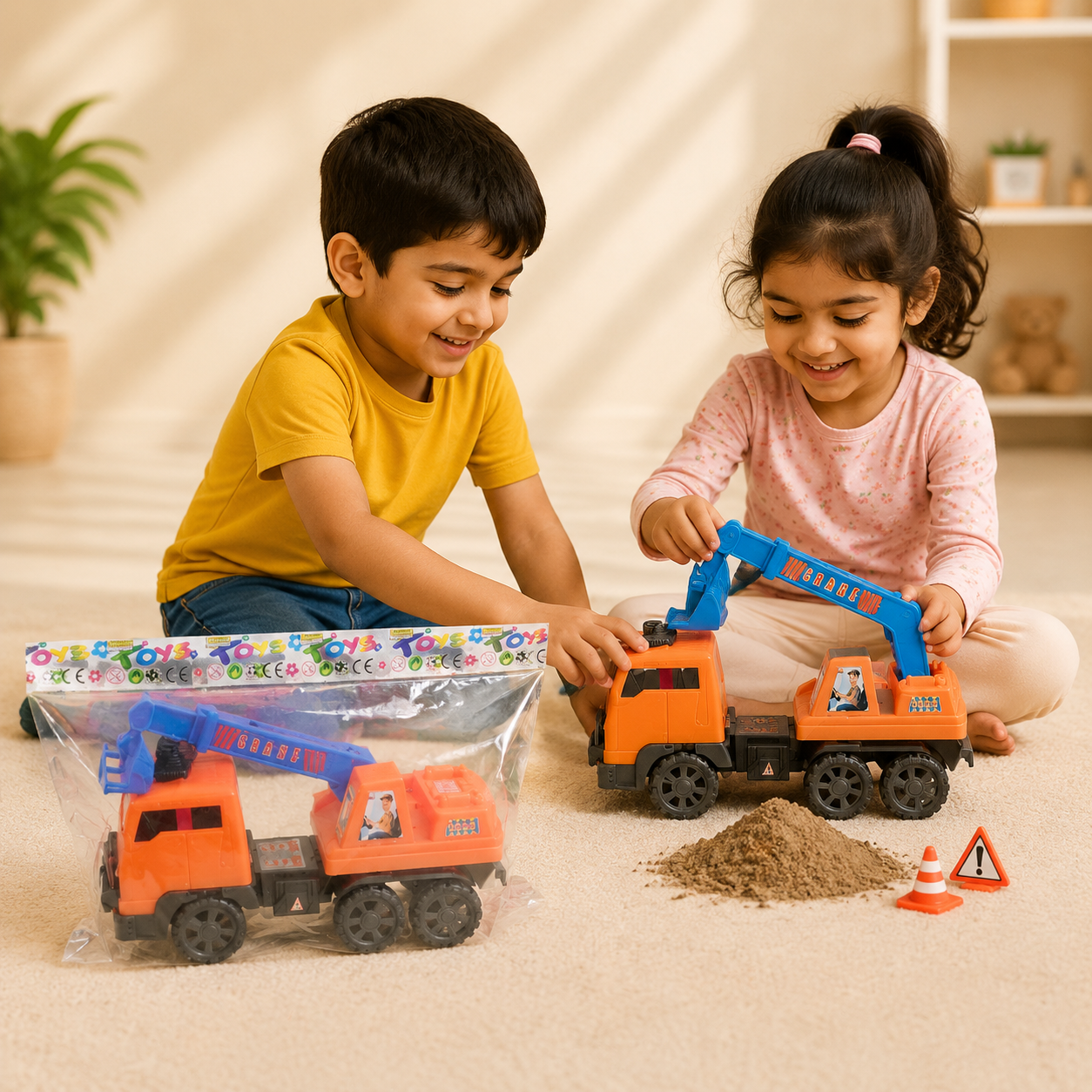 Kids Manual Crane Truck Toy – Rotating Construction Crane Vehicle