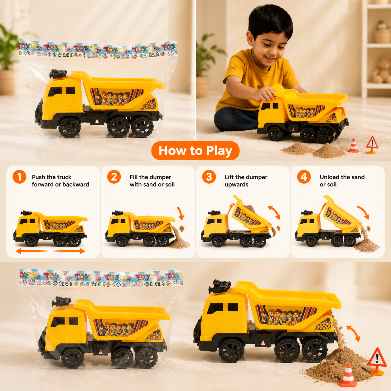 Kids Construction Dump Truck Toy – Sand Loading Tipper Truck