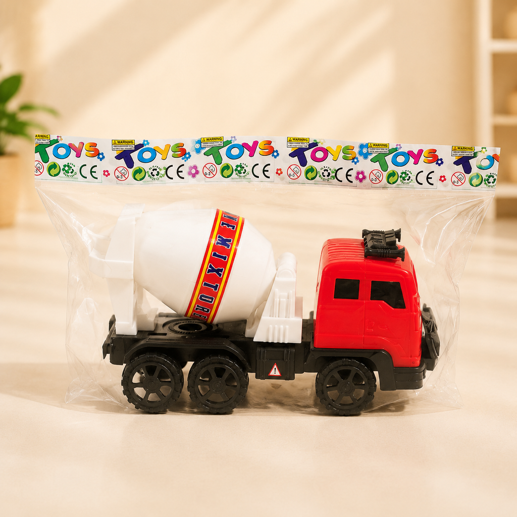 Kids Manual Cement Mixer Truck Toy – Rotating Mixing Drum Construction Vehicle