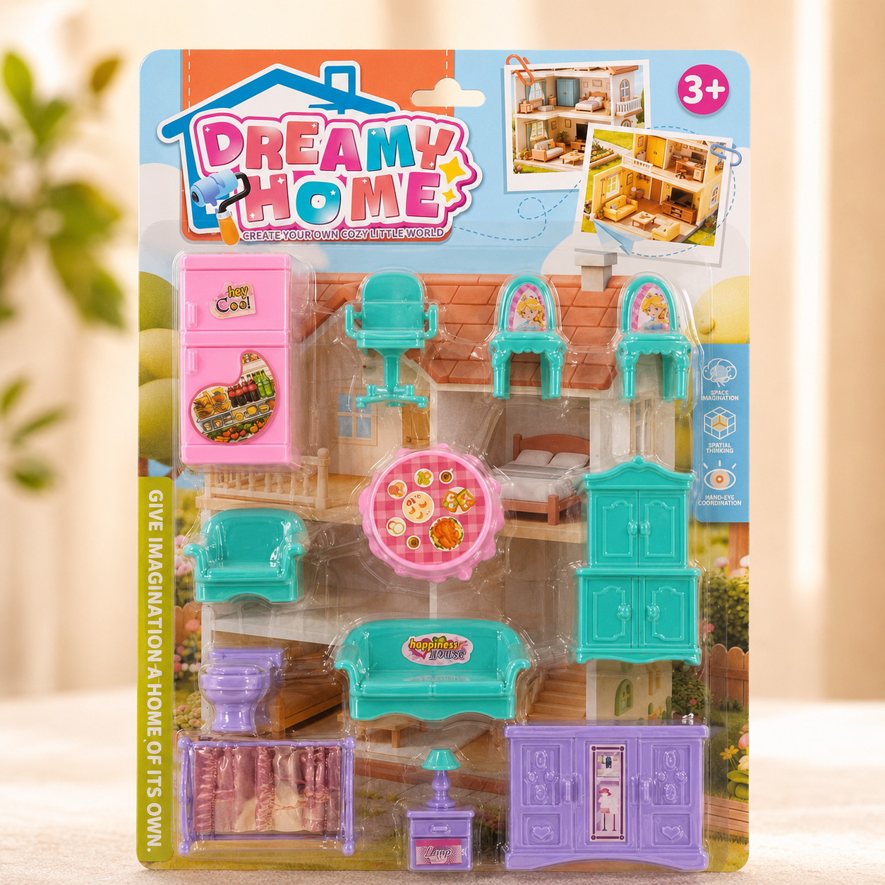 Dreamy Home Mini Dollhouse Furniture Set for Kids – Pretend Play Room Accessories