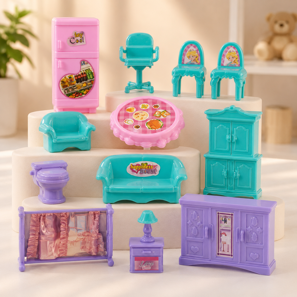 Dreamy Home Mini Dollhouse Furniture Set for Kids – Pretend Play Room Accessories