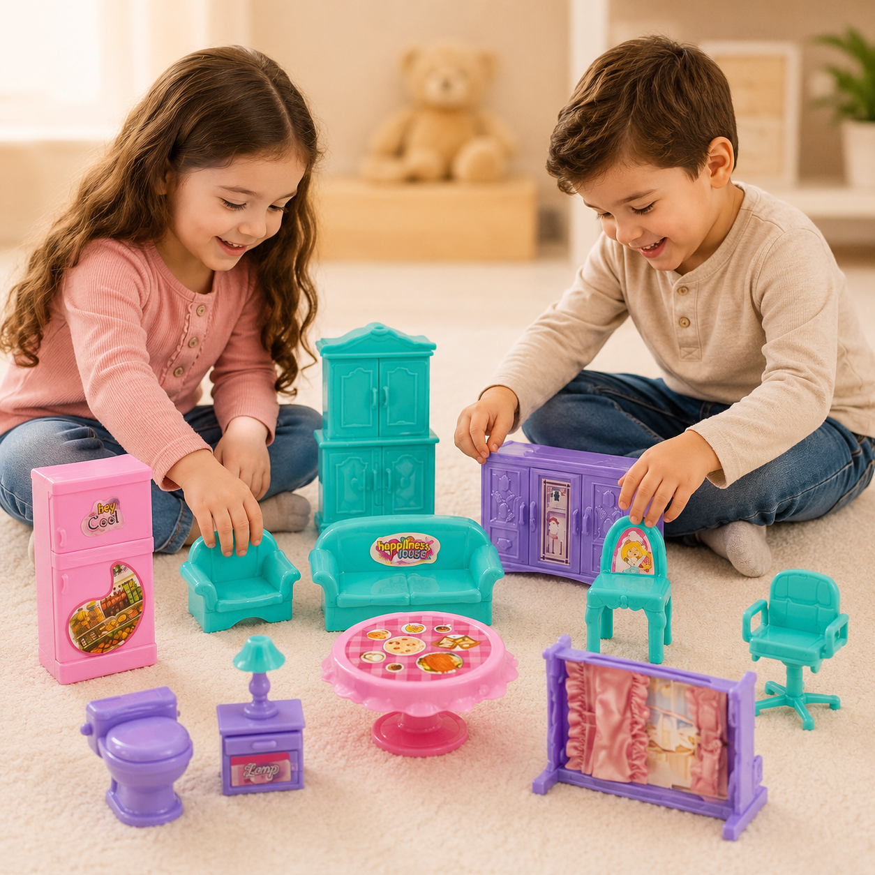 Dreamy Home Mini Dollhouse Furniture Set for Kids – Pretend Play Room Accessories