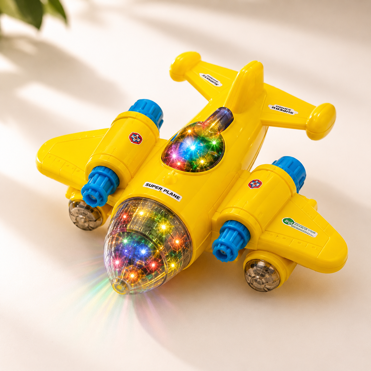 Fun Plane Electric Bump & Go Airplane Toy with Lights & Music – Yellow