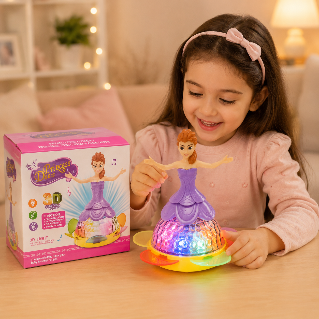 Princess Dance Musical Toy with 3D Flashing Lights & Moving Action