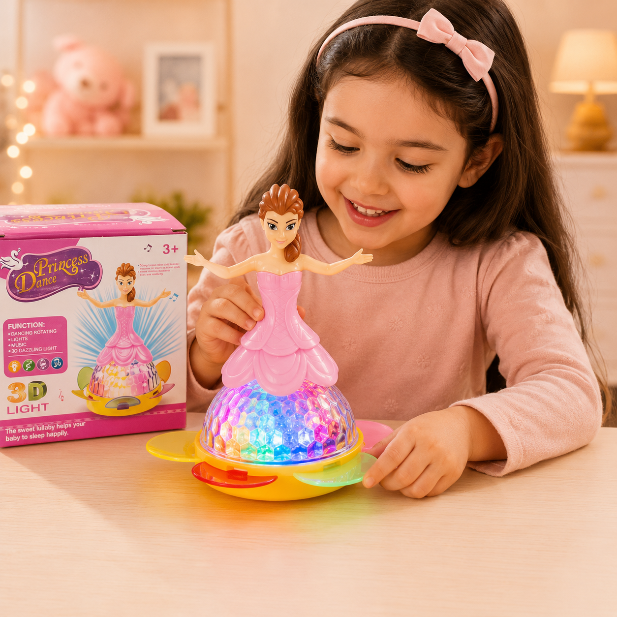 Princess Dance Musical Toy with 3D Flashing Lights & Smart Moving Action