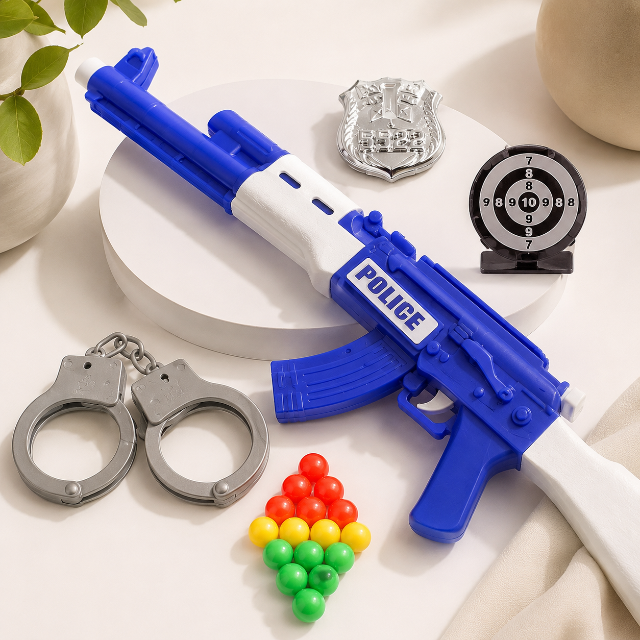 City Police Soft Ball Shooting Gun Set for Kids with Handcuffs & Target