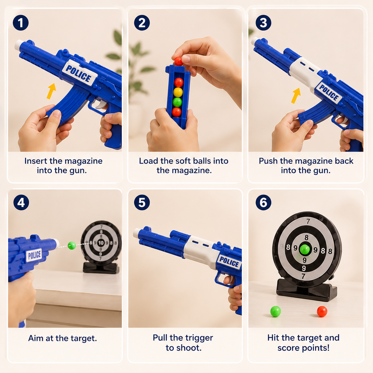 City Police Soft Ball Shooting Gun Set for Kids with Handcuffs & Target