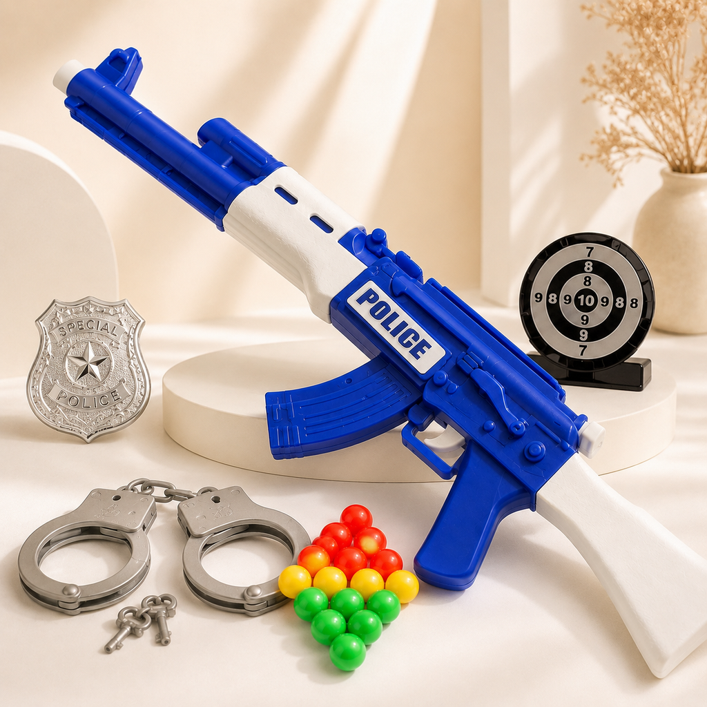 City Police Soft Ball Shooting Gun Set for Kids with Handcuffs & Target